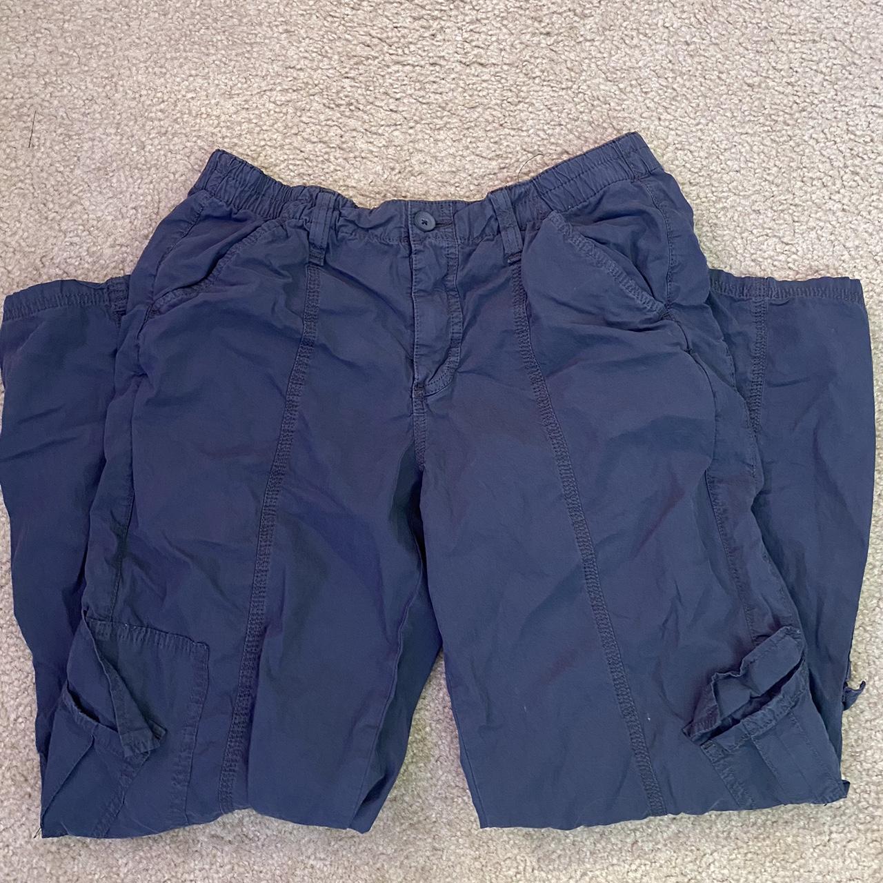 Urban Outfitters Women's Navy Trousers | Depop