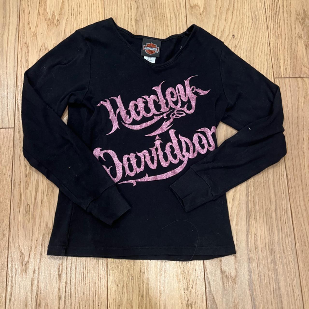 black and pink harley davidson shirt