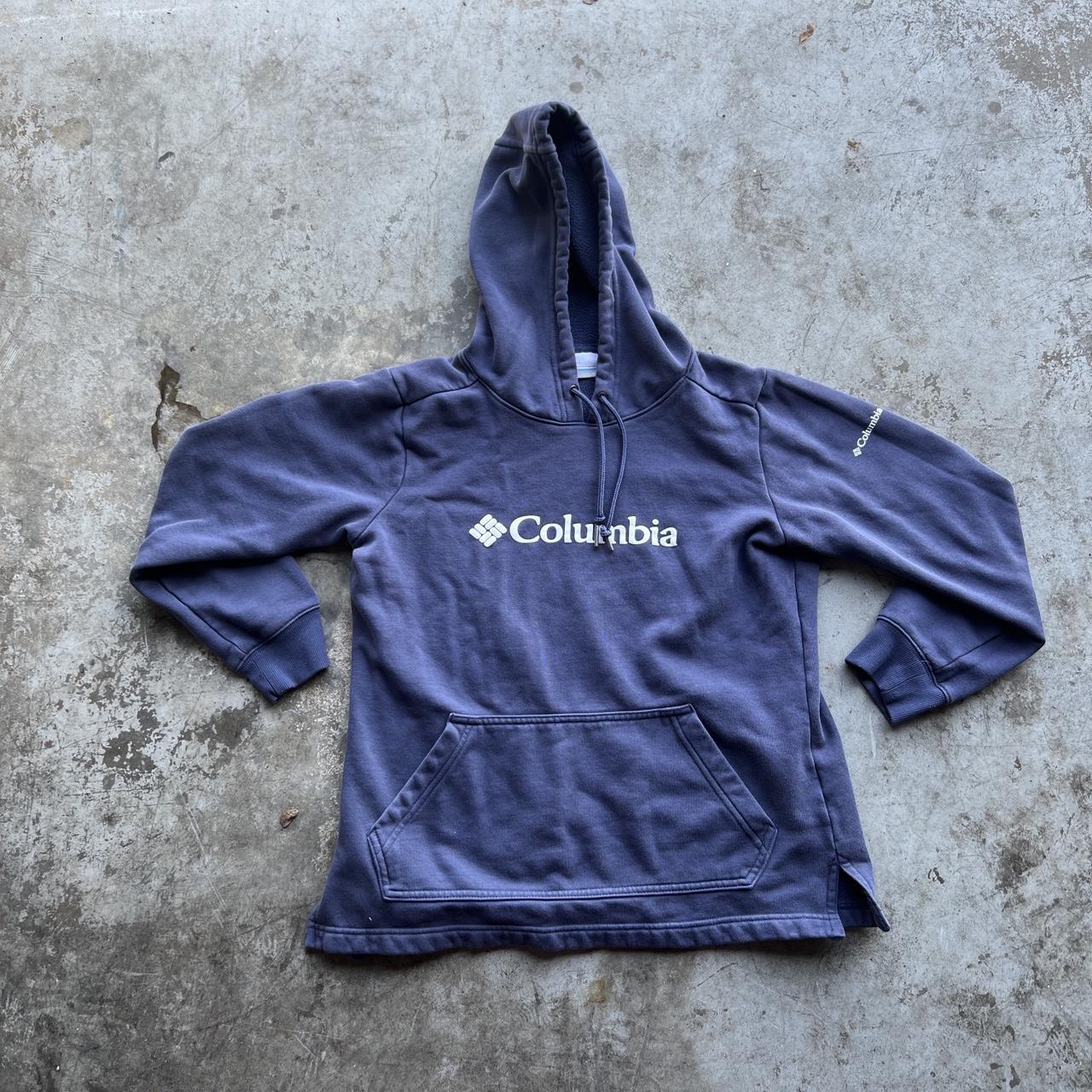 blue columbia vintage hoodie size small pit to pit:... - Depop