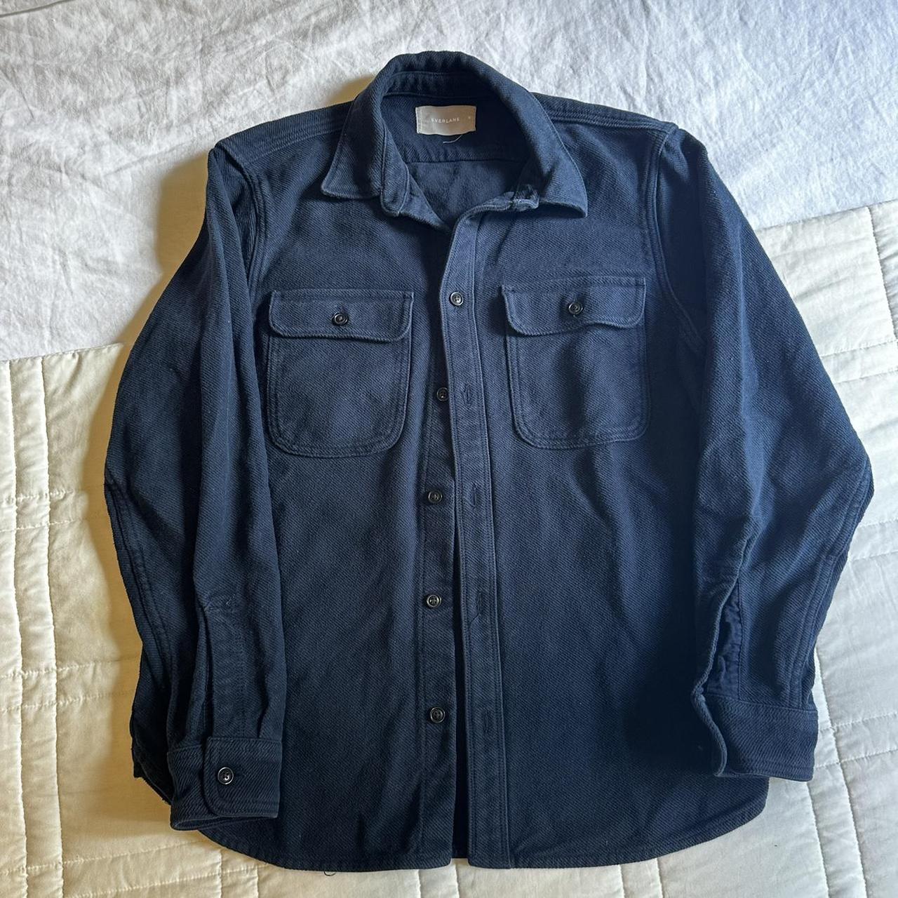 Everlane corduroy mens button down shirt, navy blue... - Depop