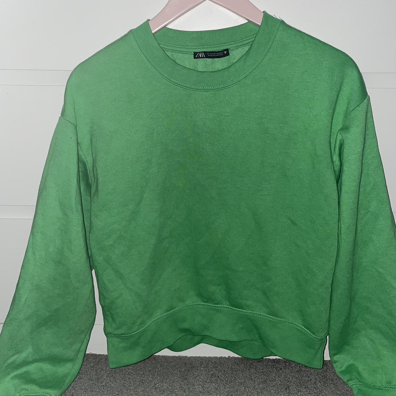 zara green jumper size S fits 6/8/10 worn once or... - Depop