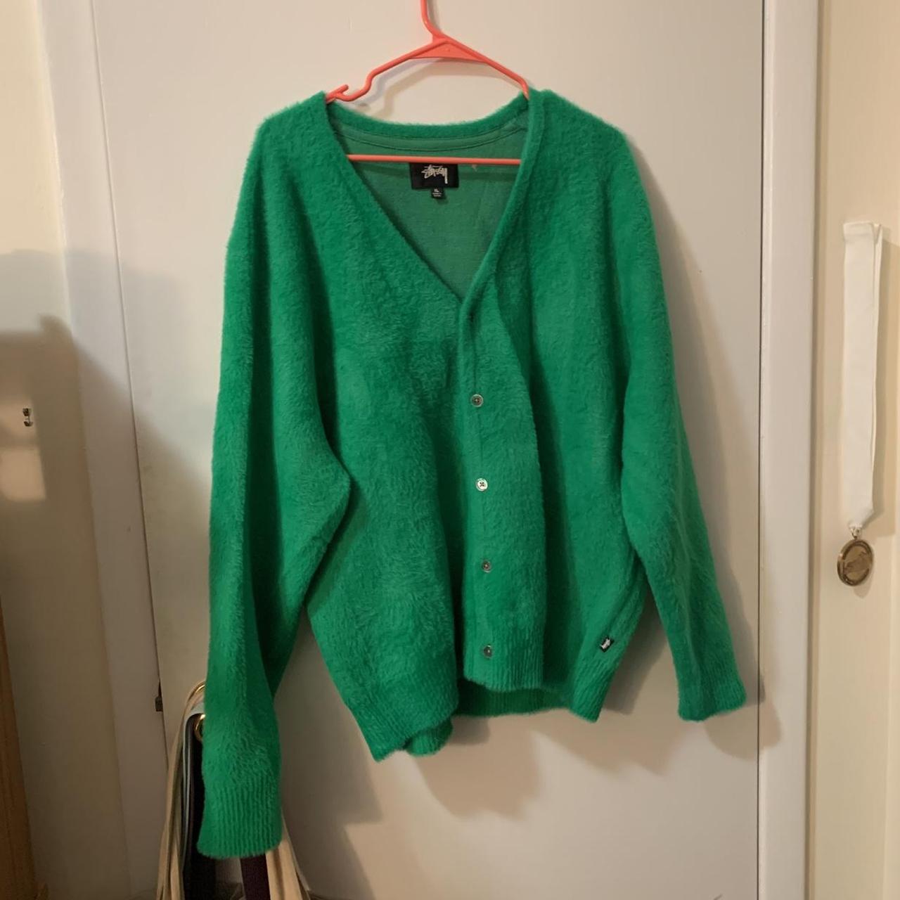 Stussy Brushed Cardigan Kelly Green Only warn a... Depop