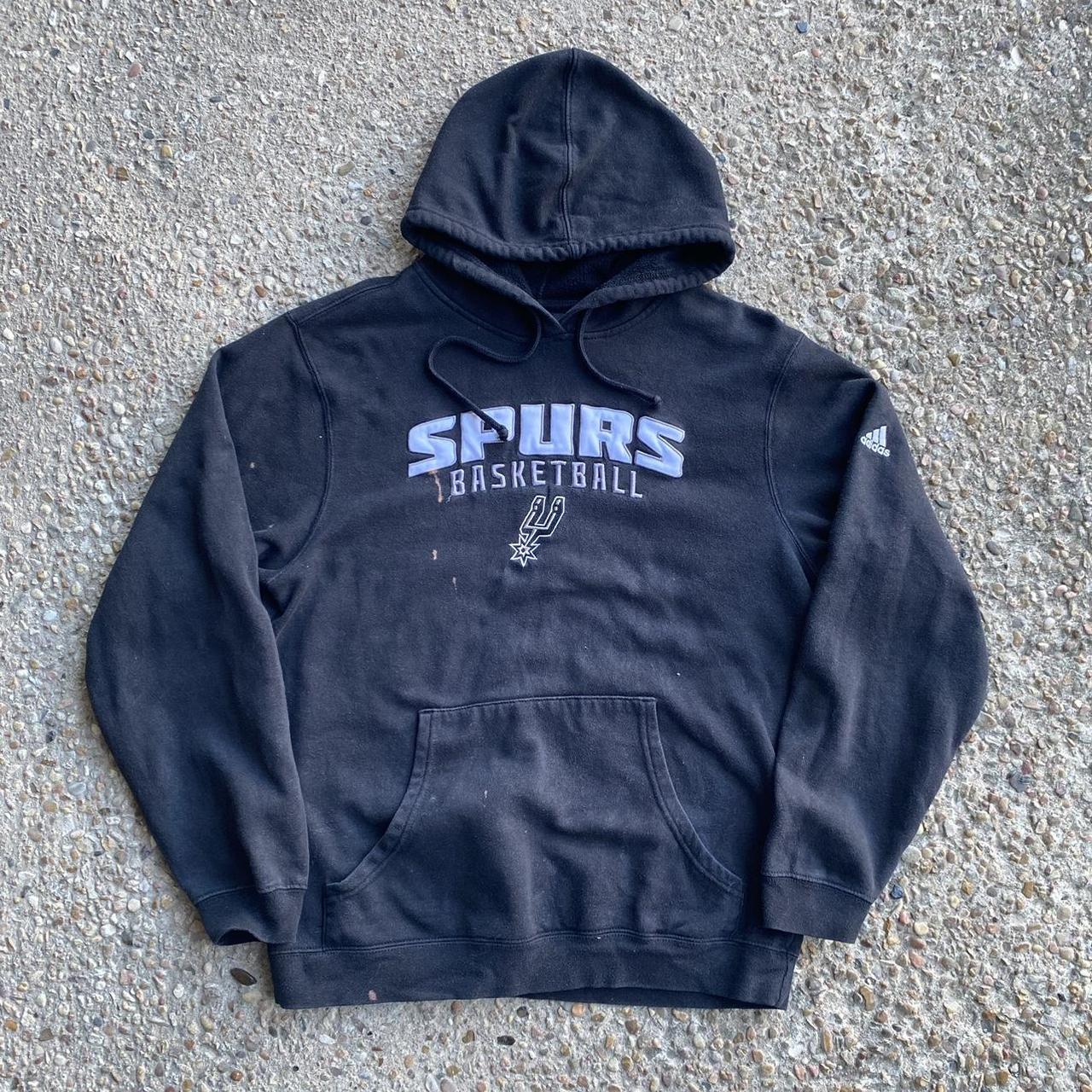 black adidas bleach stained spurs basketball hoodie Depop