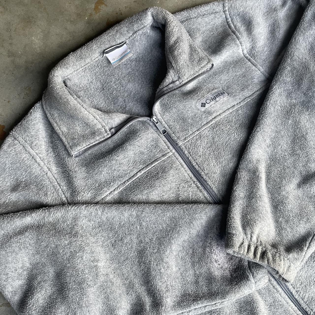 Grey Vintage Columbia Zip-Up Fleece Oversized... - Depop