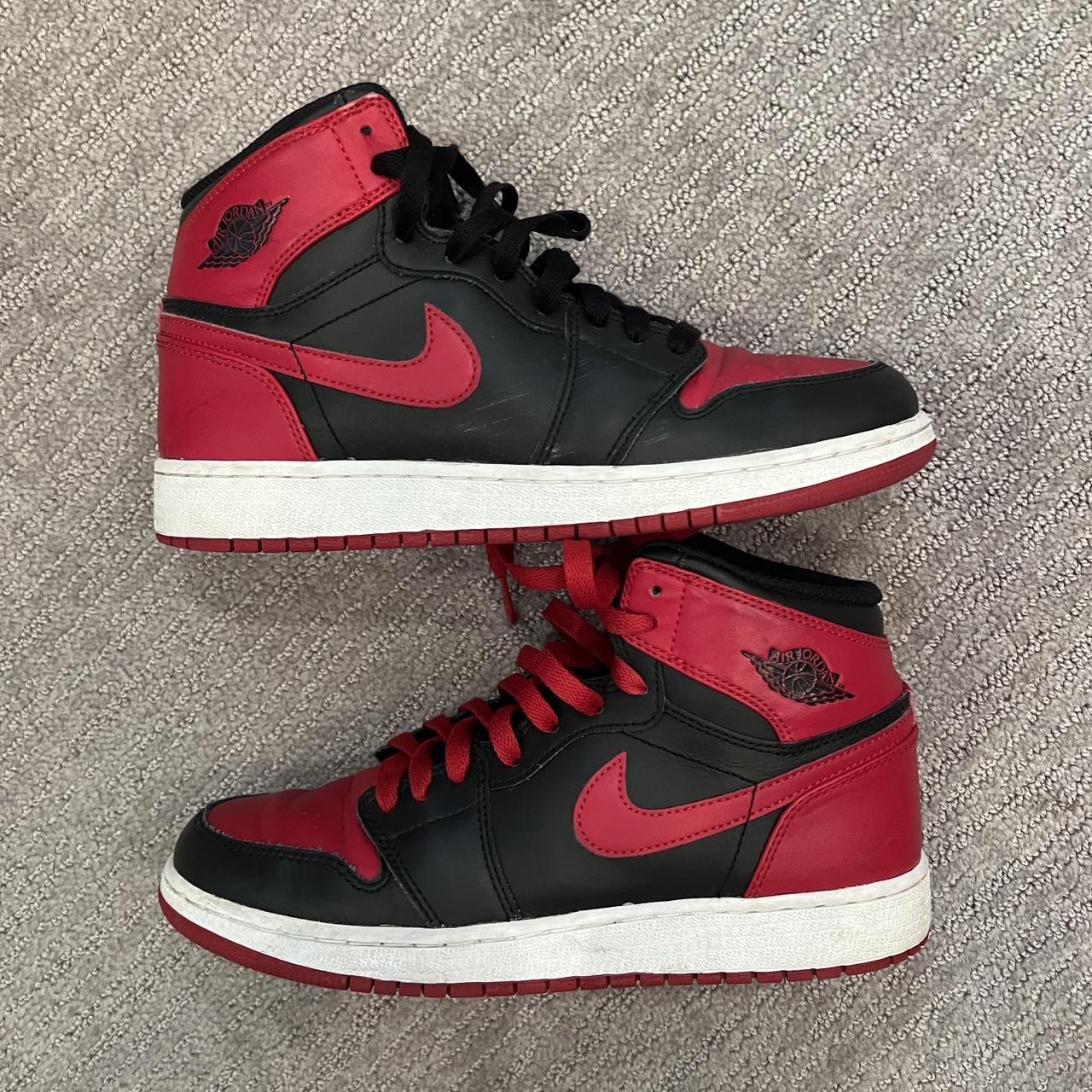 Jordan Red and Black Trainers | Depop