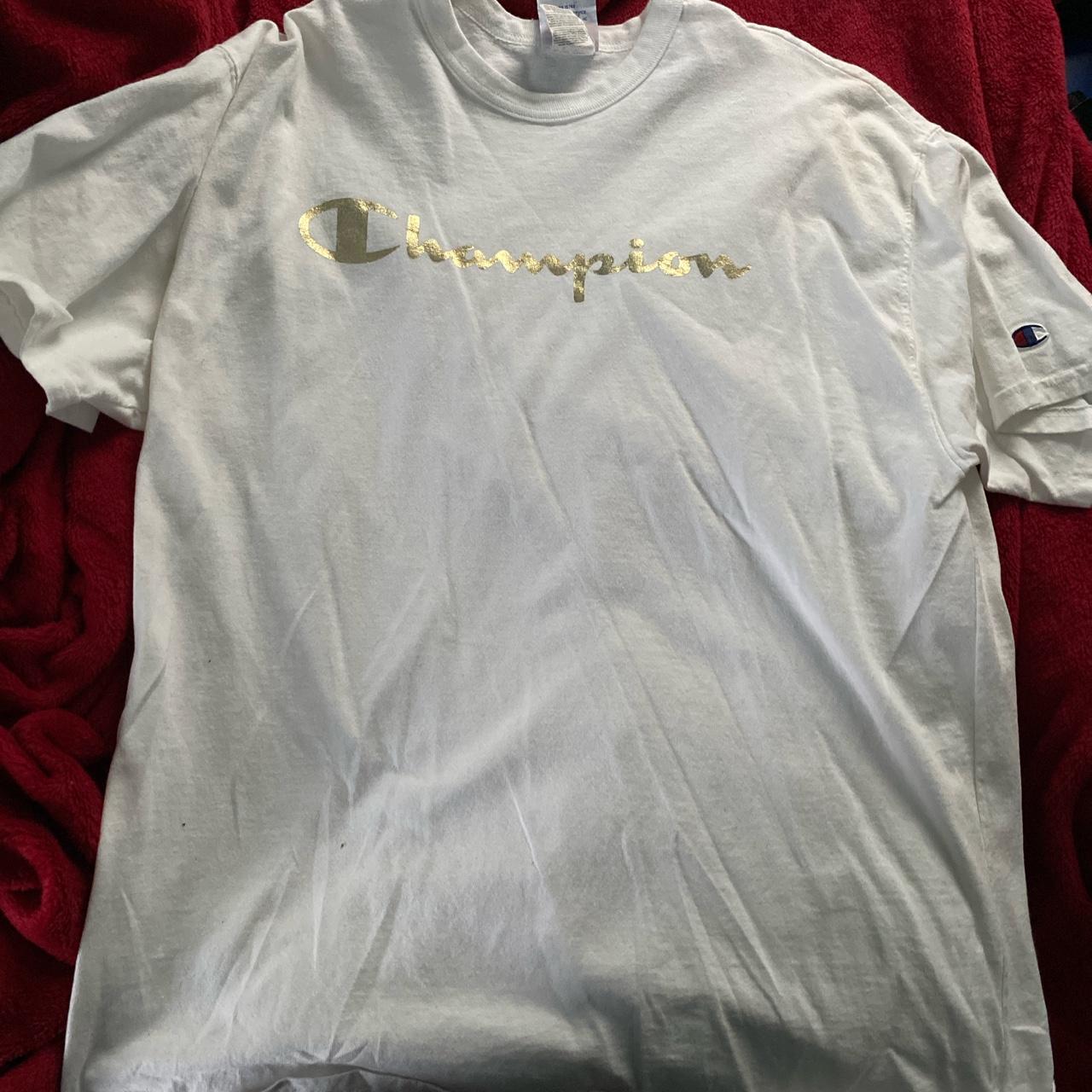 White and cheap gold champion shirt