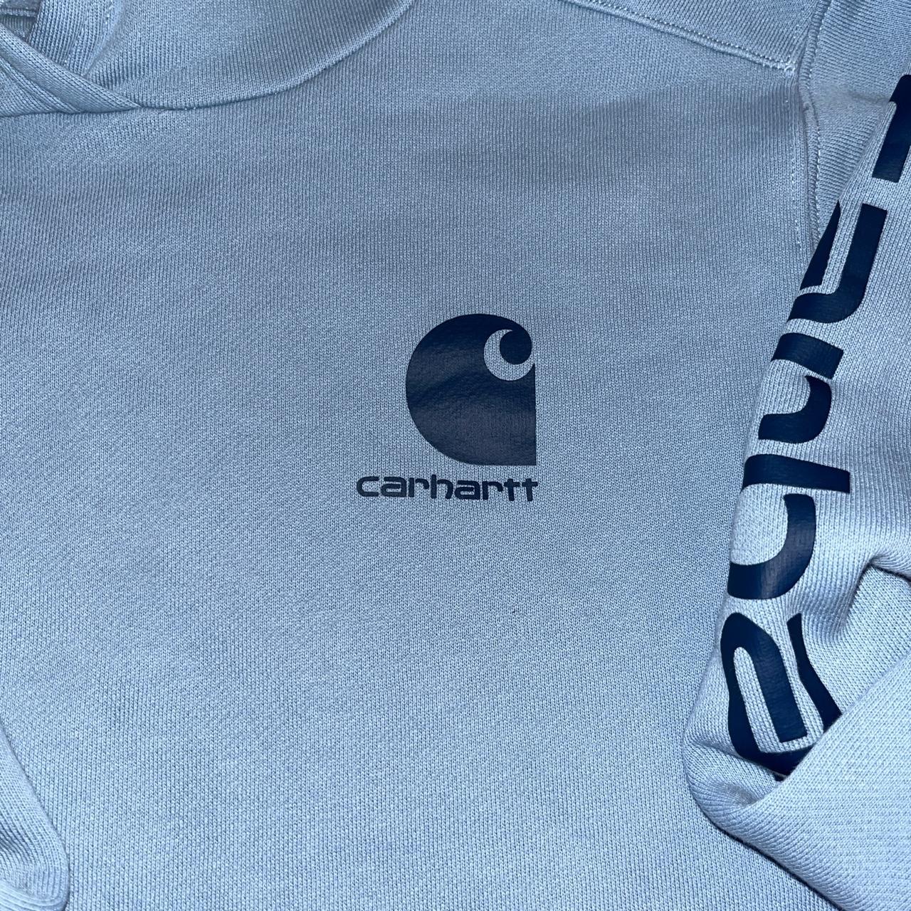 blue carhartt hoodies kids Size M open to offers! - Depop
