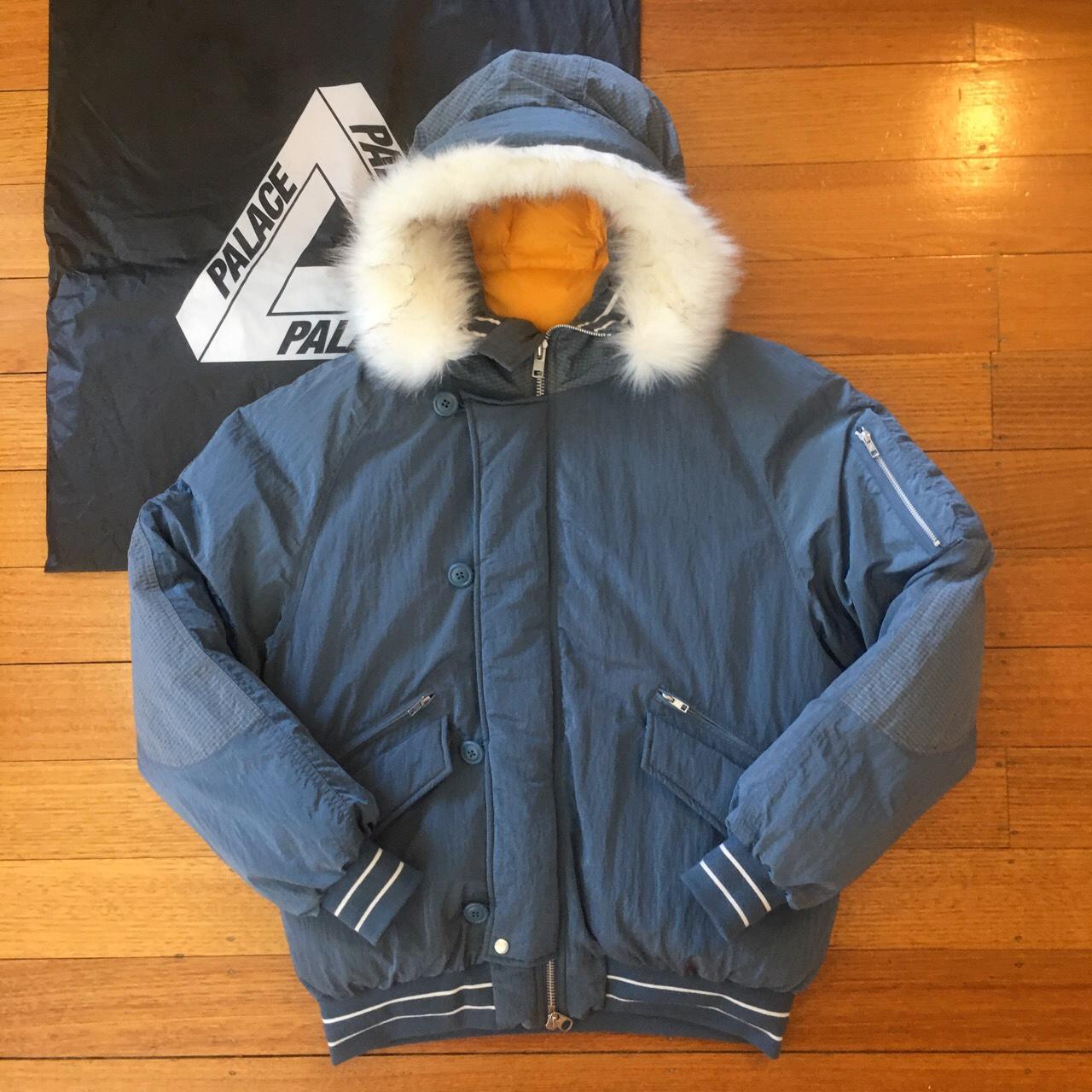 Palace Men's Blue and Orange Coat | Depop