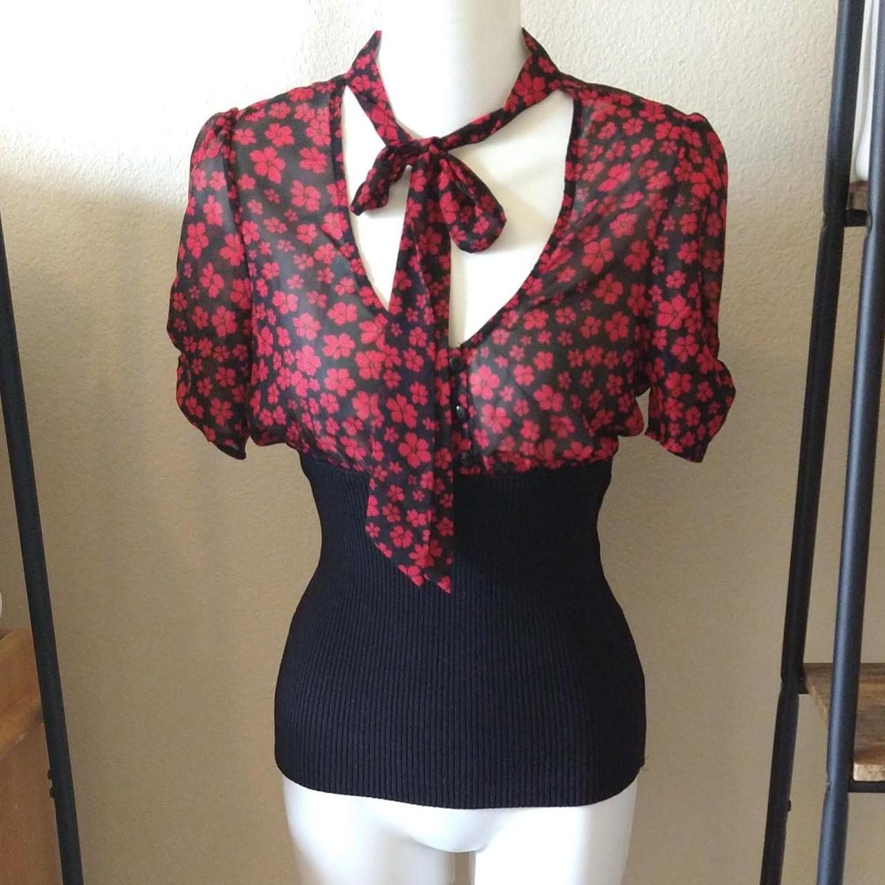 Forever Unique Women's Black and Red Blouse