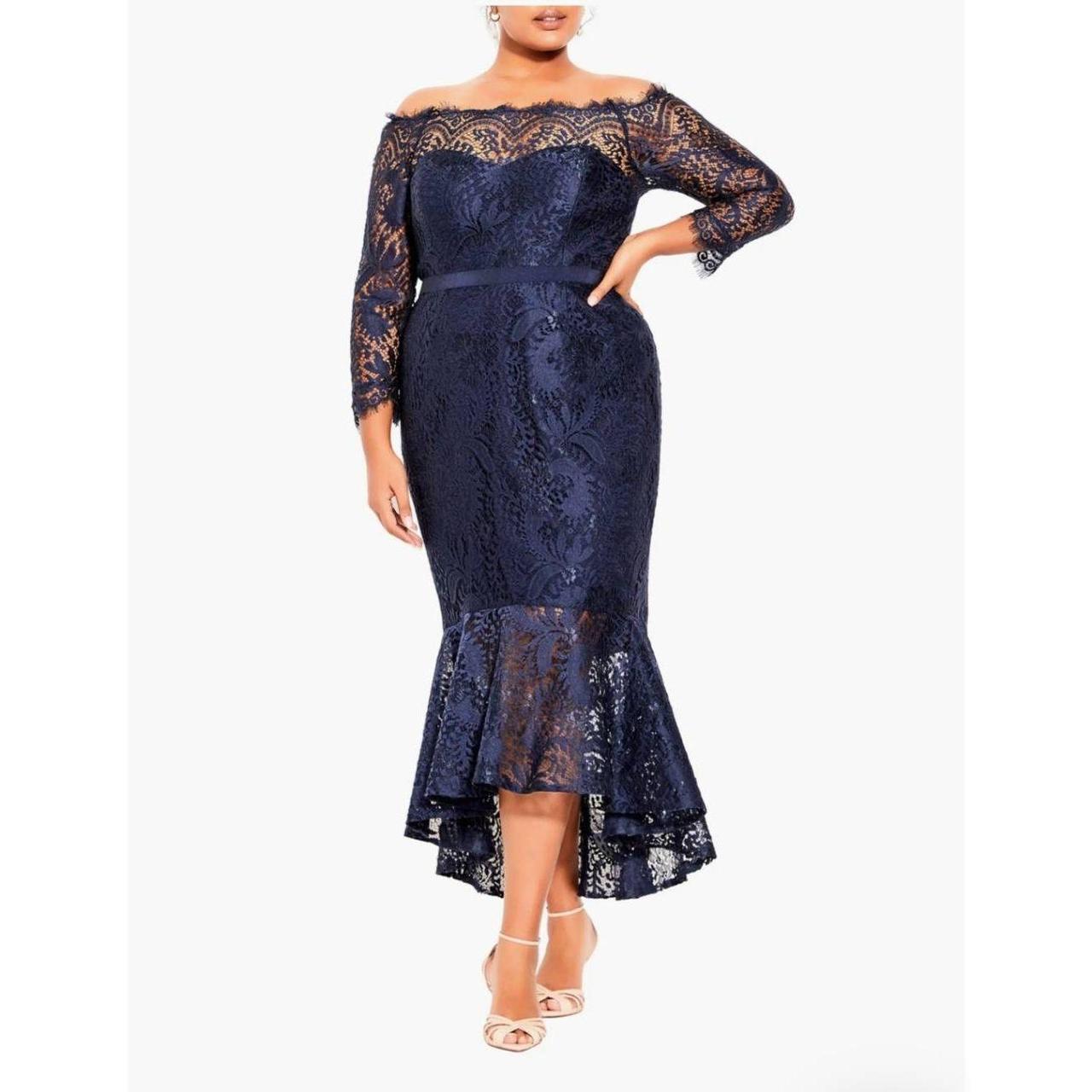 City chic navy lace on sale dress