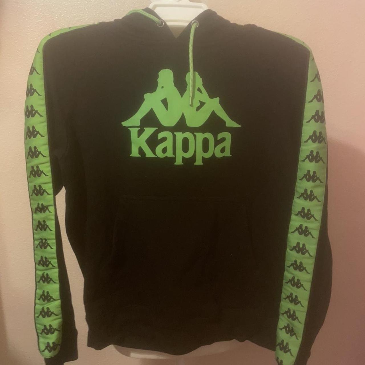 KAPPA VINTAGE RARE BLACK NEON GREEN HOODIE NO