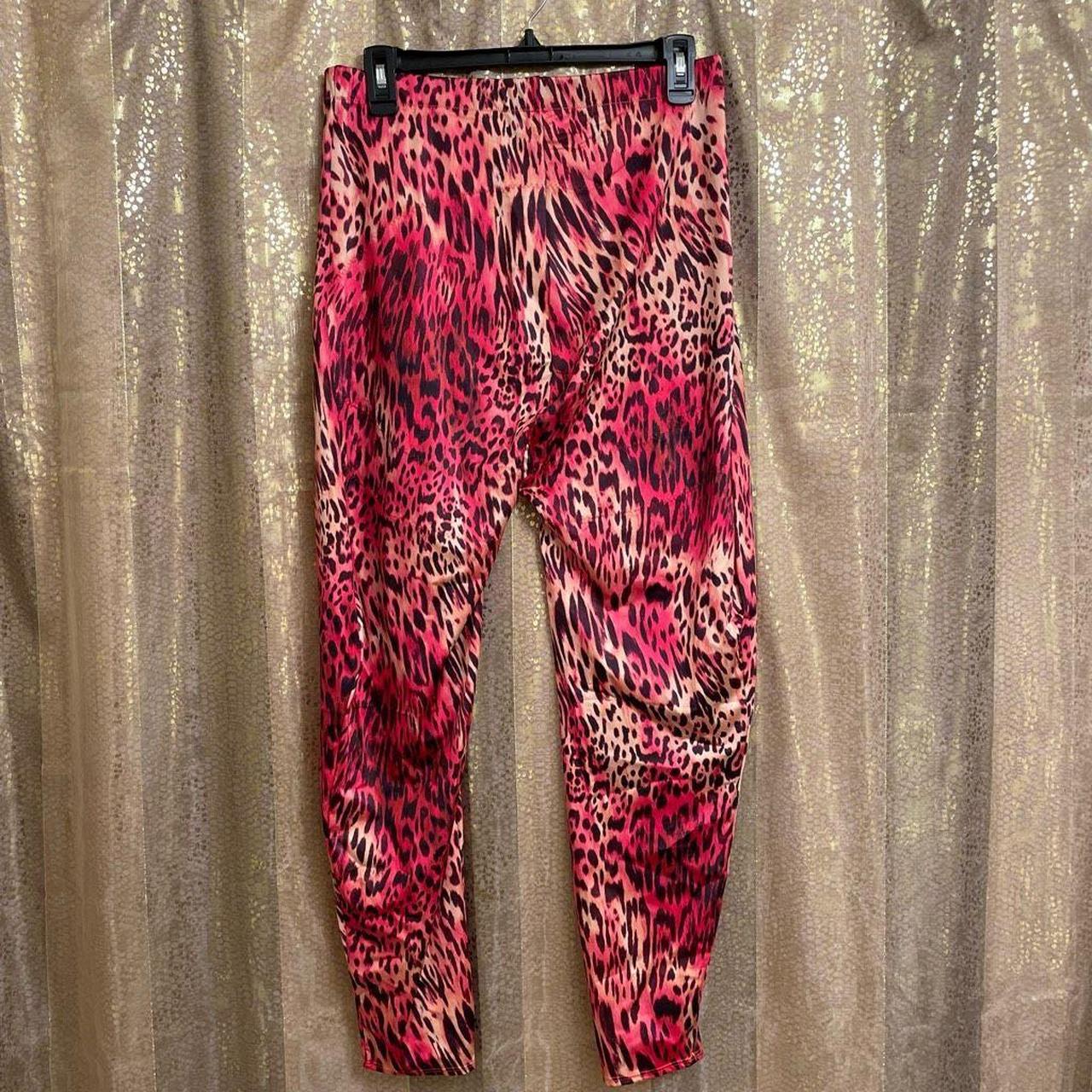 Fabletics pink leopard leggings, size medium. - Depop