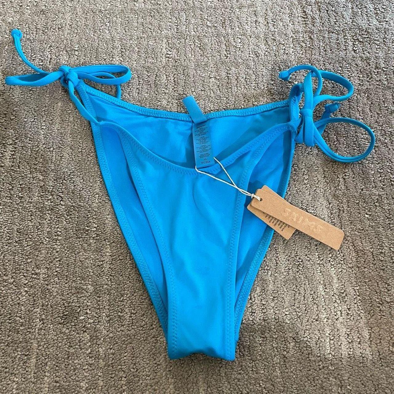 SKIMS Signature Swim Dipped Tie Bottoms Turquoise... - Depop