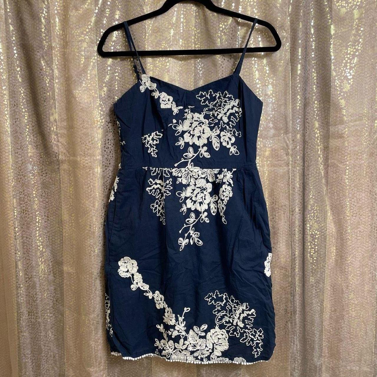 J.Crew Navy Blue Ivory Mirabel Lawn Embroidered. Depop