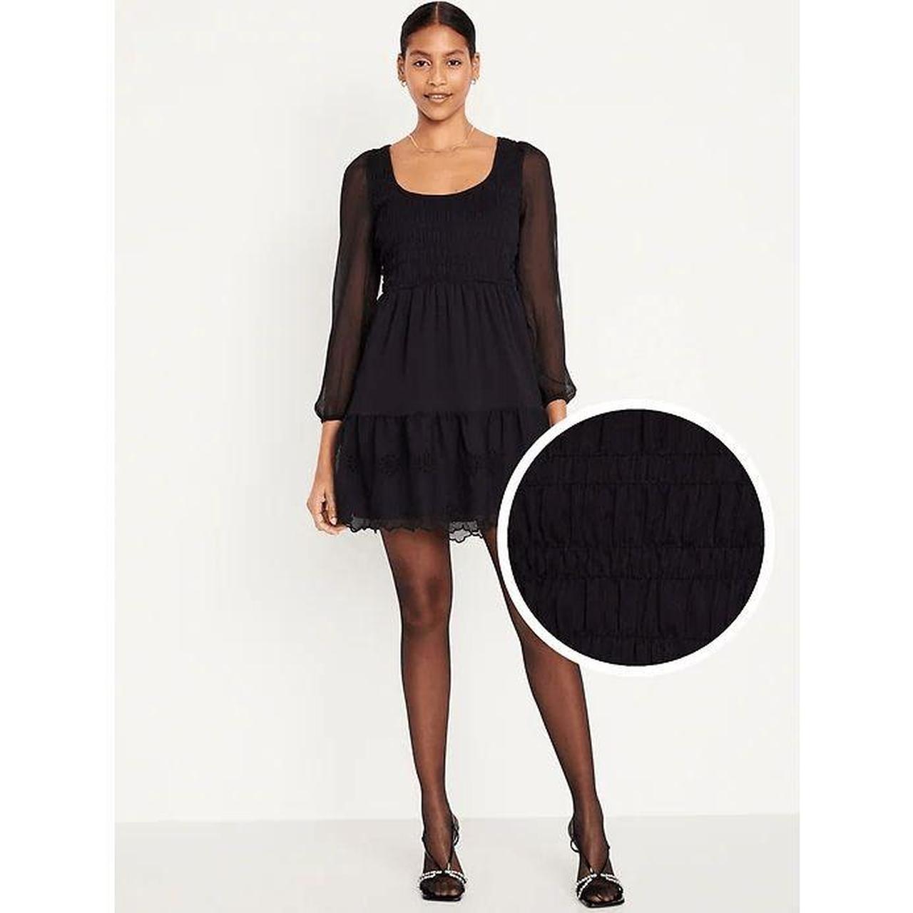 Old Navy Black Jack Fit & Flare Long-Sleeve Eyelet | Depop