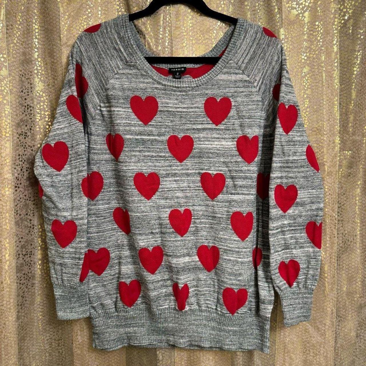 Torrid Heather Gray Red Heart Valentine Crewneck. Depop