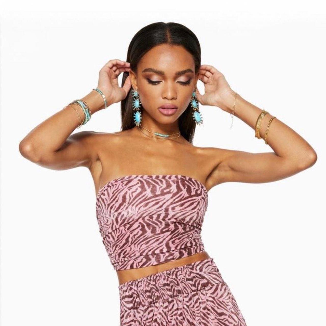 Ramy Brook Adella Strapless Crop Top in Flirt Pink -... - Depop