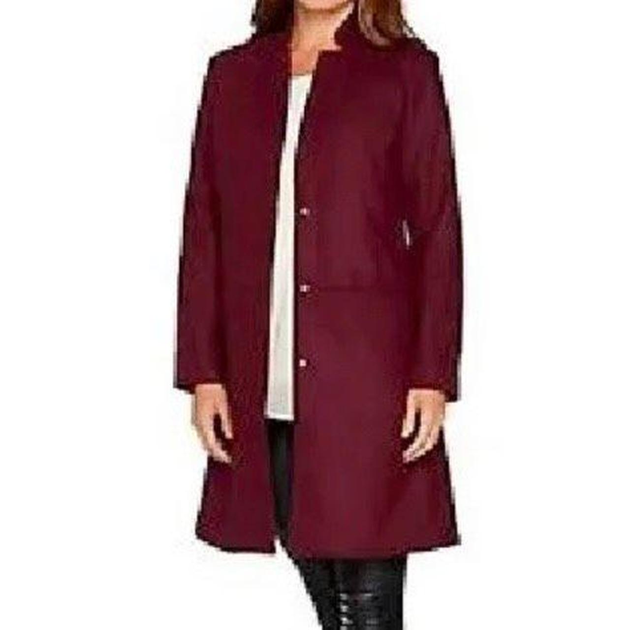H by Halston Knee Length Snap Front Coat with