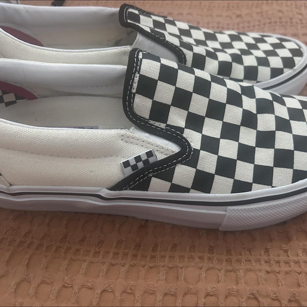 Checkered Black And White Vans Never Worn - Depop