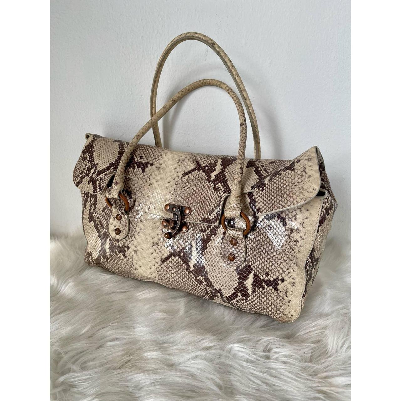 Beautiful luxurious Brown and White Snakeskin Purse Depop