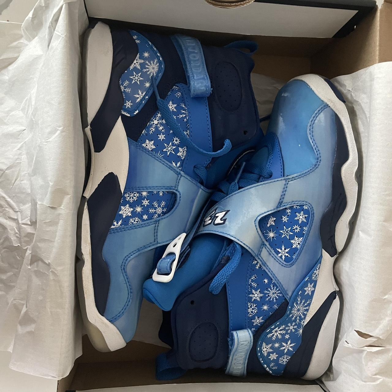 blue and white snowflake jordans