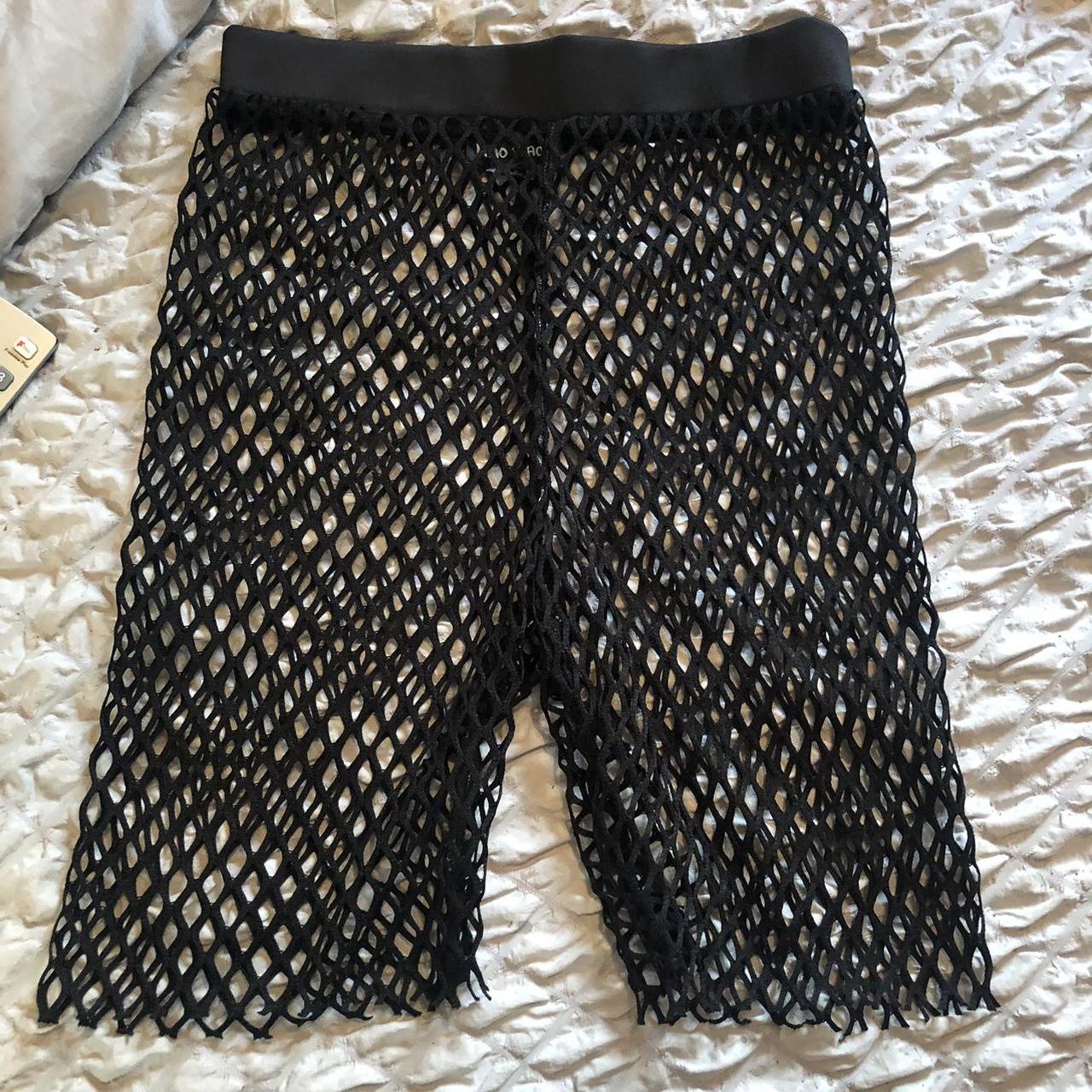 Black fashion fishnet cycling shorts