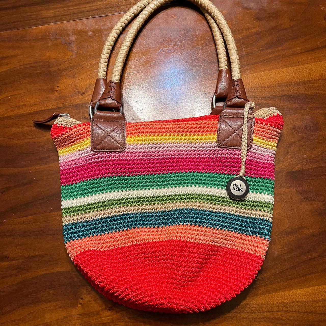 The Sak Crocheted Multi Colored Purse Like new Depop