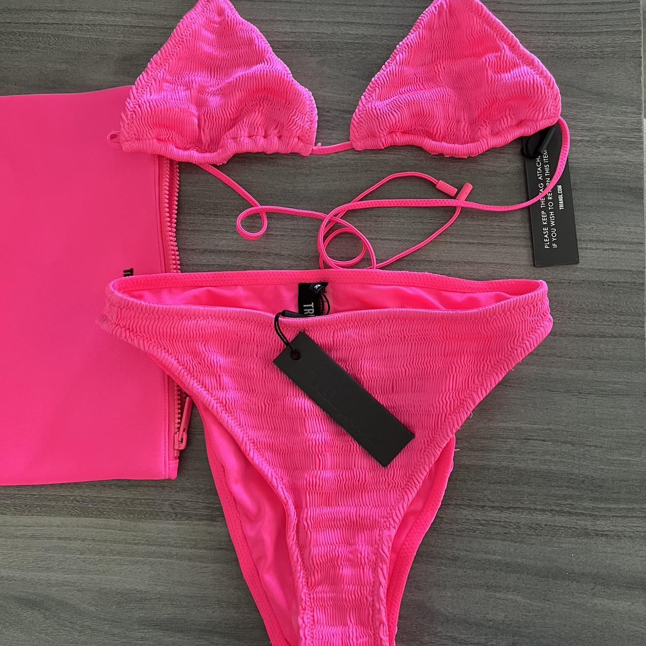 Triangl pink neon bikini set top xl/bottoms L Nwt... - Depop