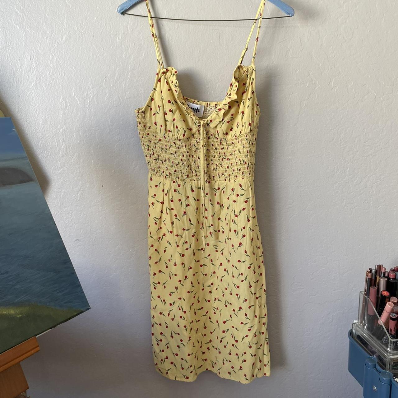 Rouje Women's Yellow Dress | Depop