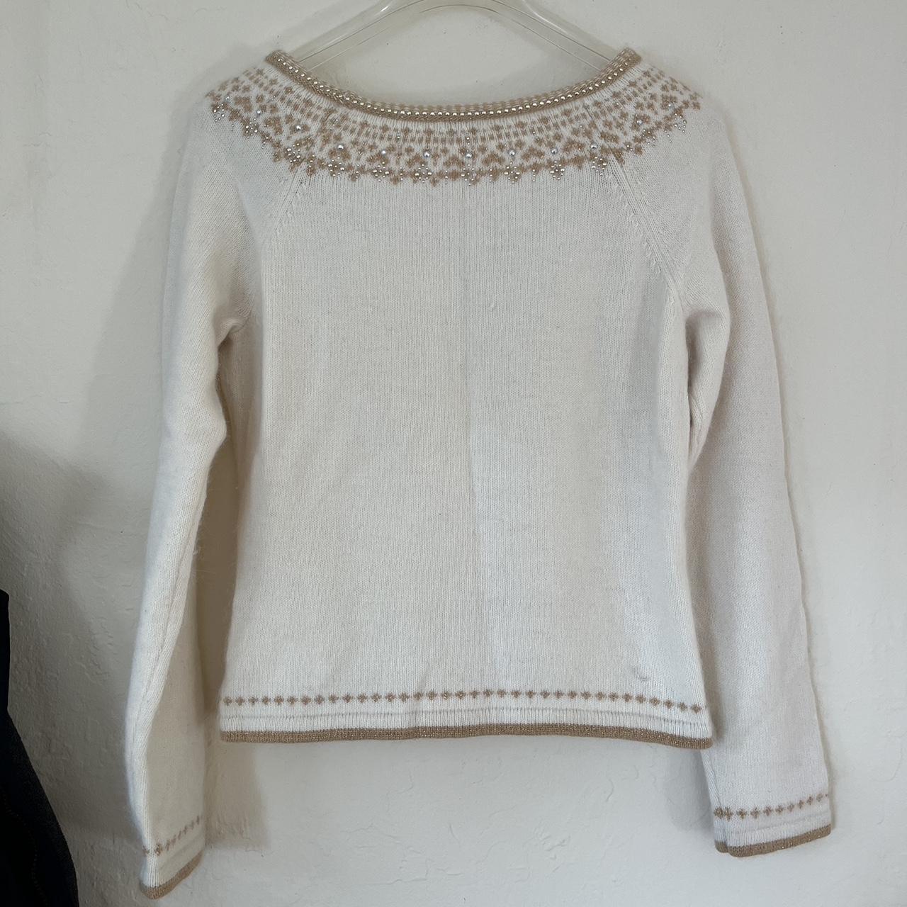 Angora Rabbit cream sweater with rhinestone detail,... - Depop