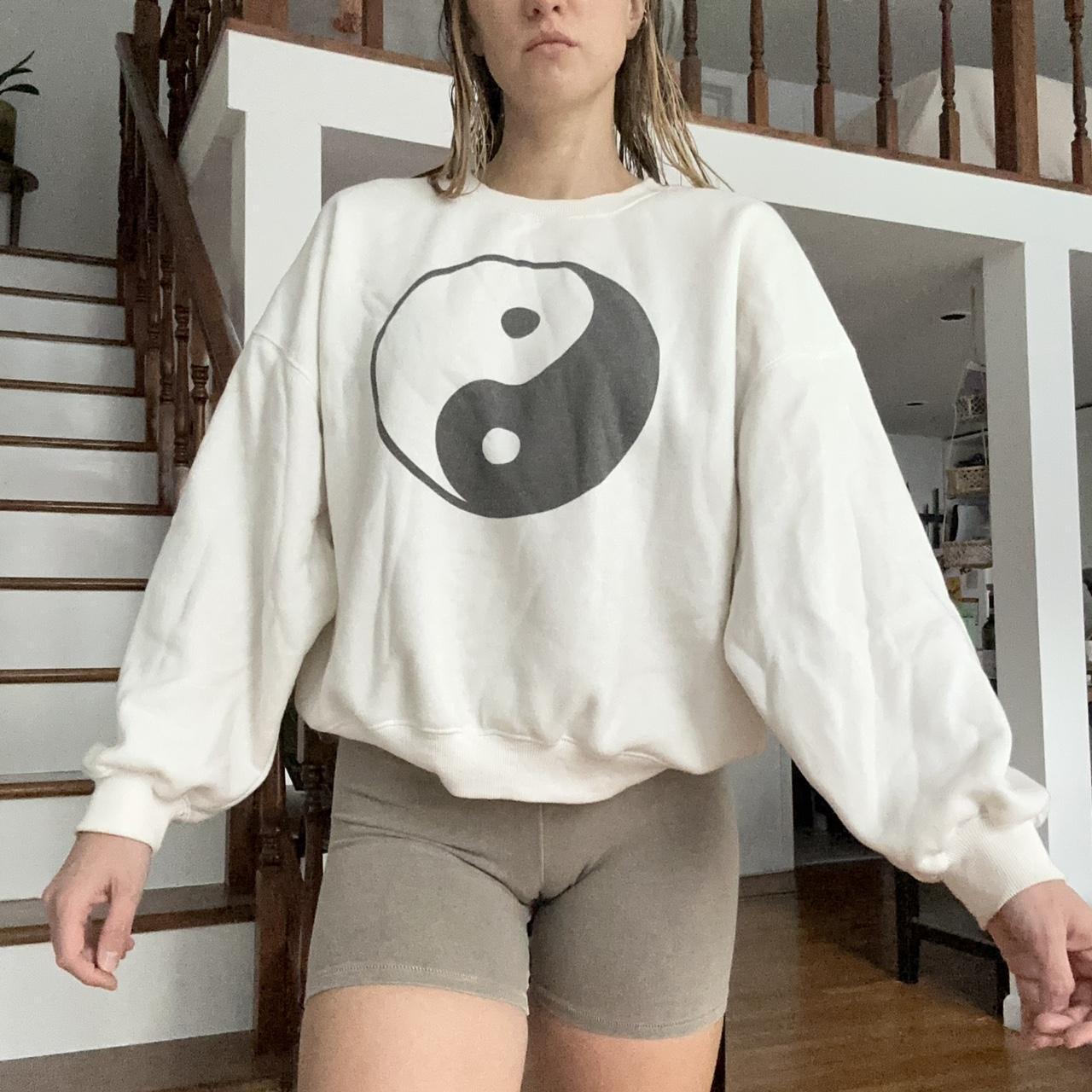 Princess Polly Yin And Yang White Crew Neck Sweatshirt Depop