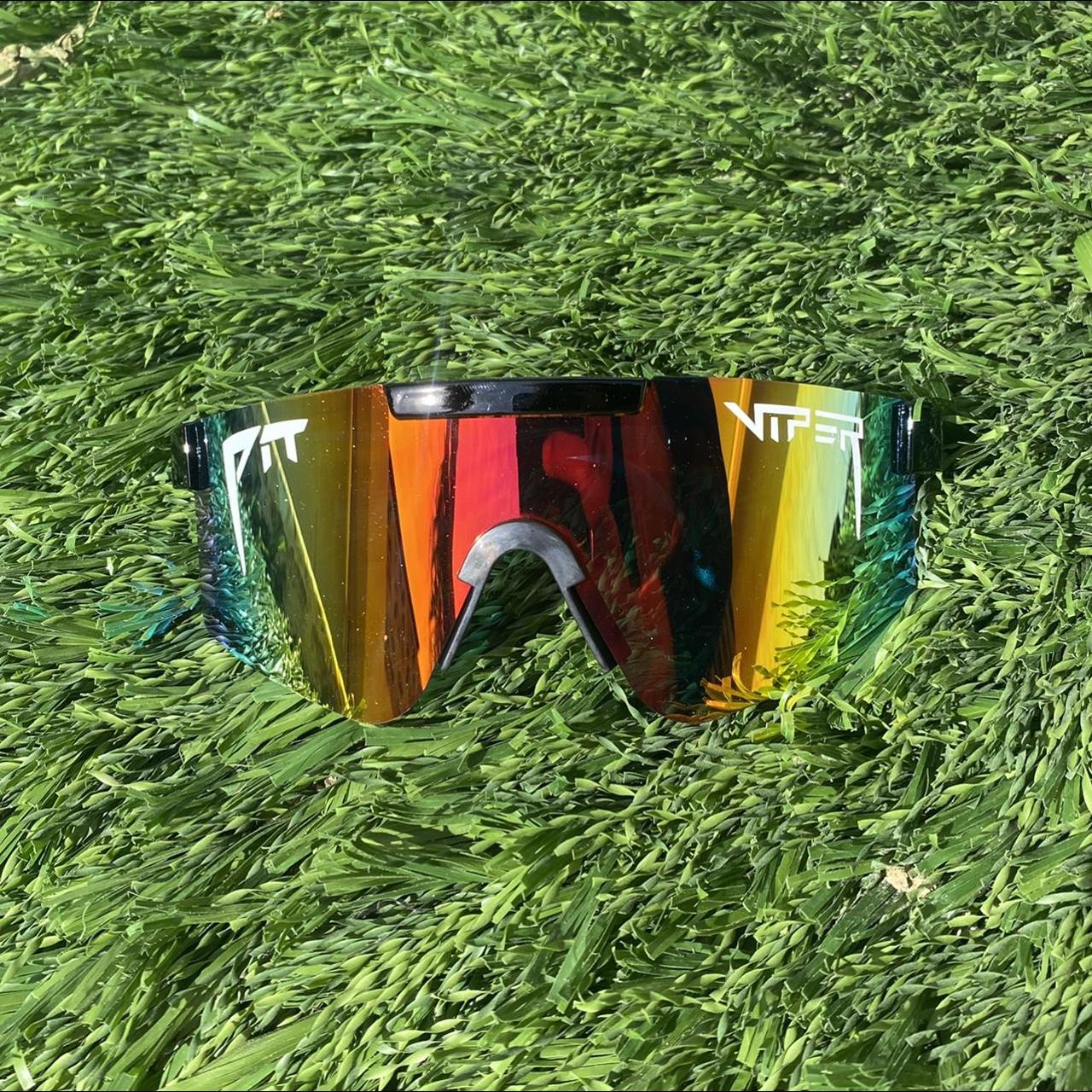 Men's Black and Orange Sunglasses Depop