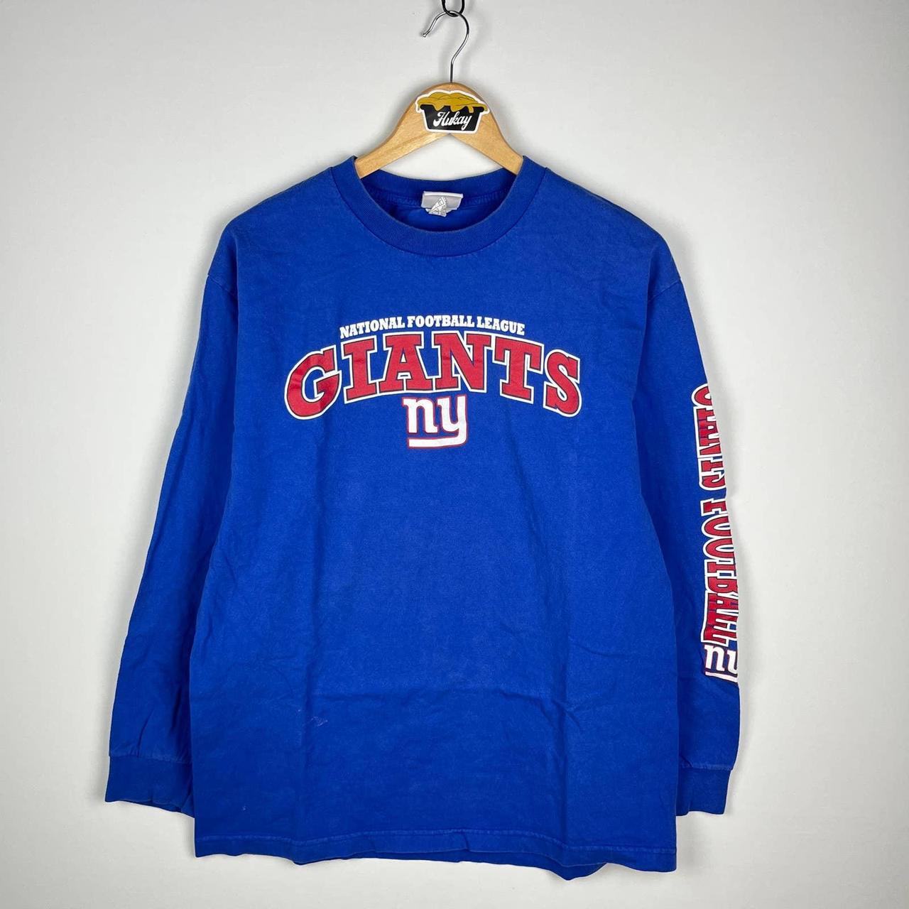 Blue NFL NY Giants Long Sleeve Shirt Size: Large - Depop