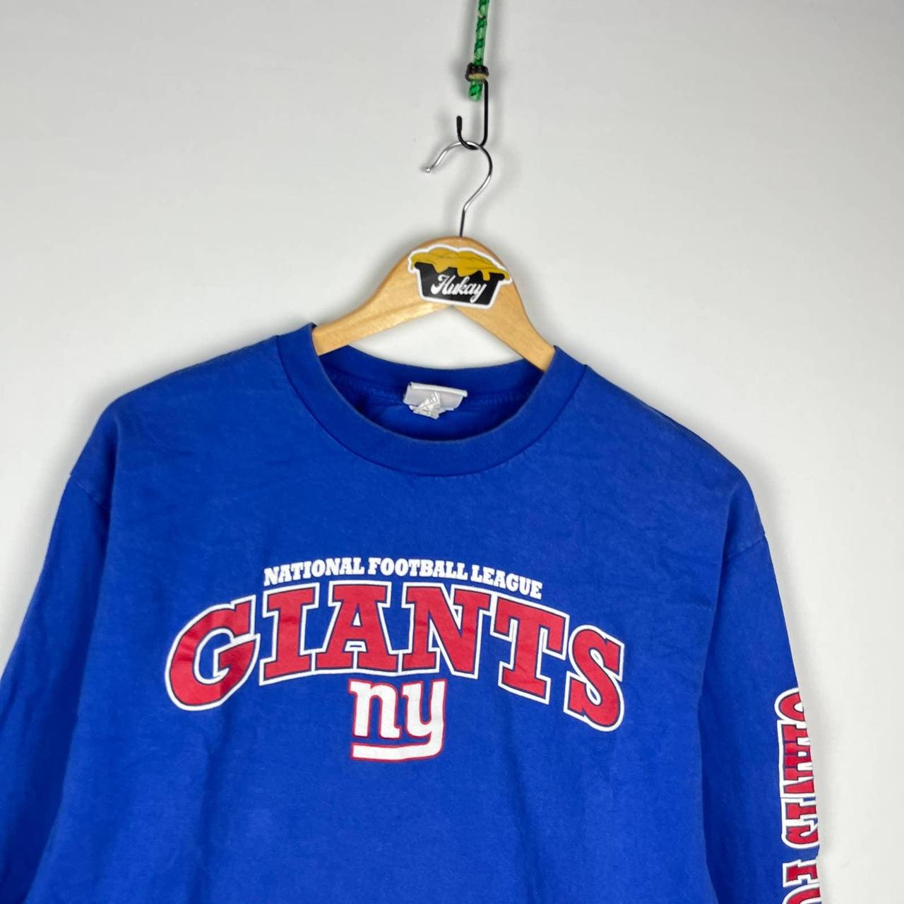 Blue NFL NY Giants Long Sleeve Shirt Size: Large - Depop