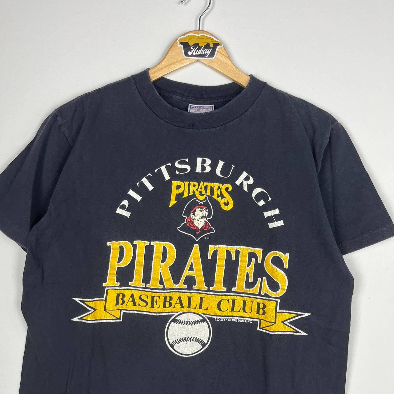 Vintage 80's Pittsburgh Pirates MLB V-Neck Tshirt - Depop