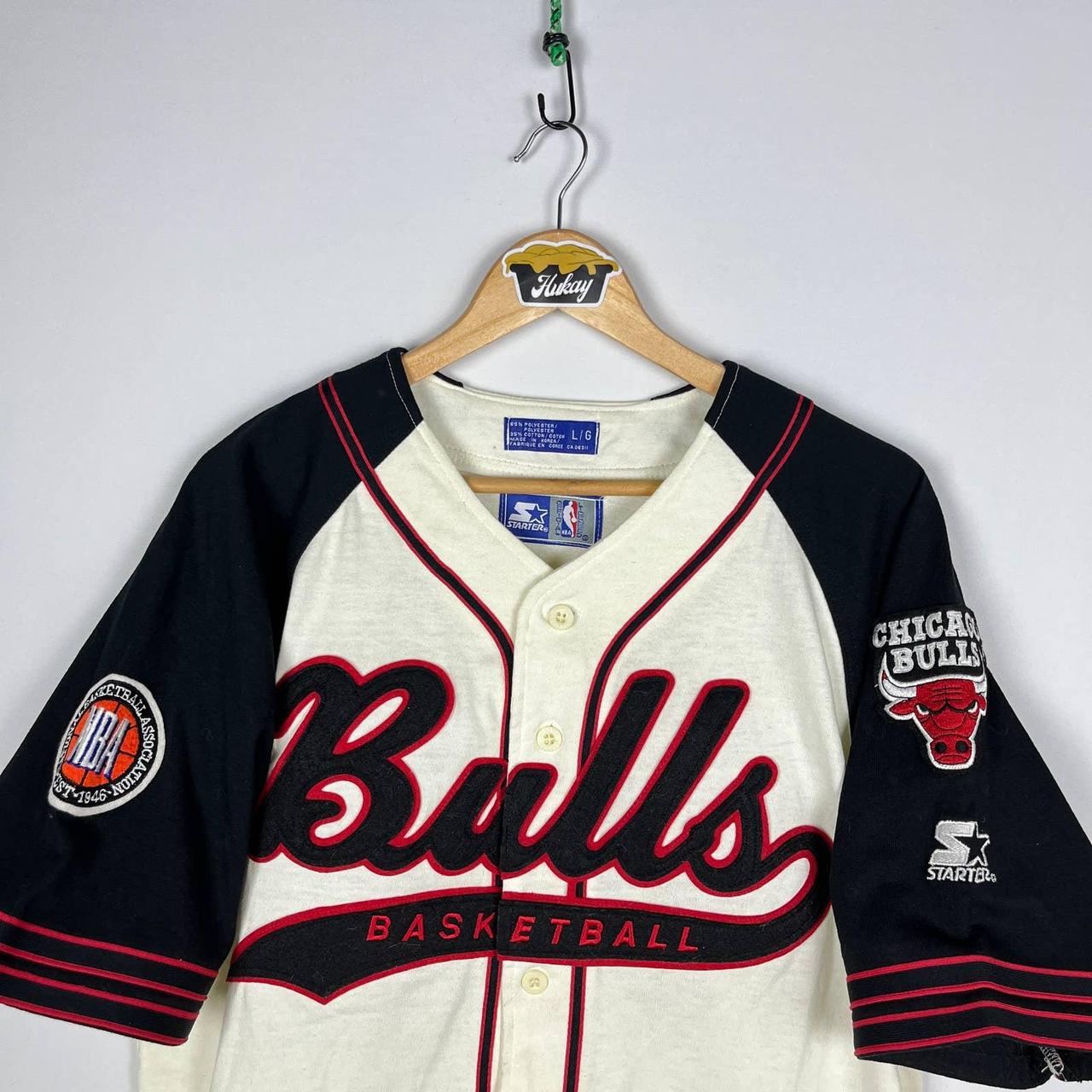 Chicago Bulls Vintage 90s Starter NBA Basketball Button Up Baseball Jersey  Large