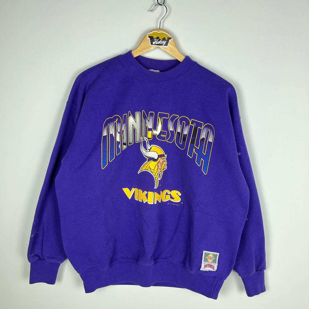 Vintage 90's Minnesota Vikings Crewneck Size: - Depop