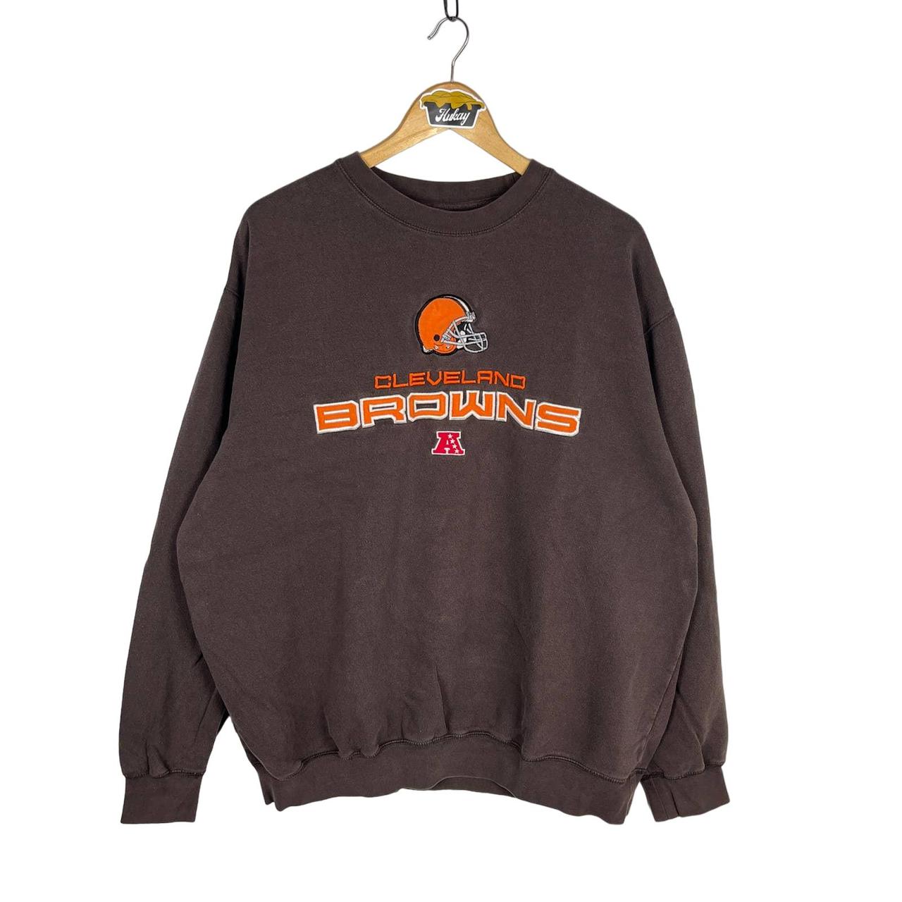 Vintage Cleveland Browns sweatshirt in brown. From - Depop