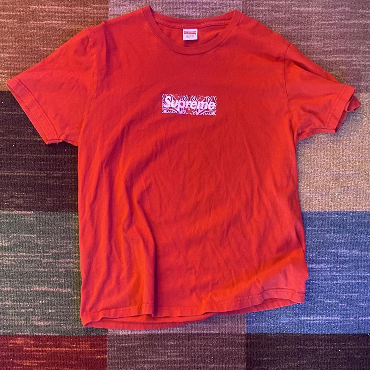 Supreme Men's Red and White T-shirt | Depop