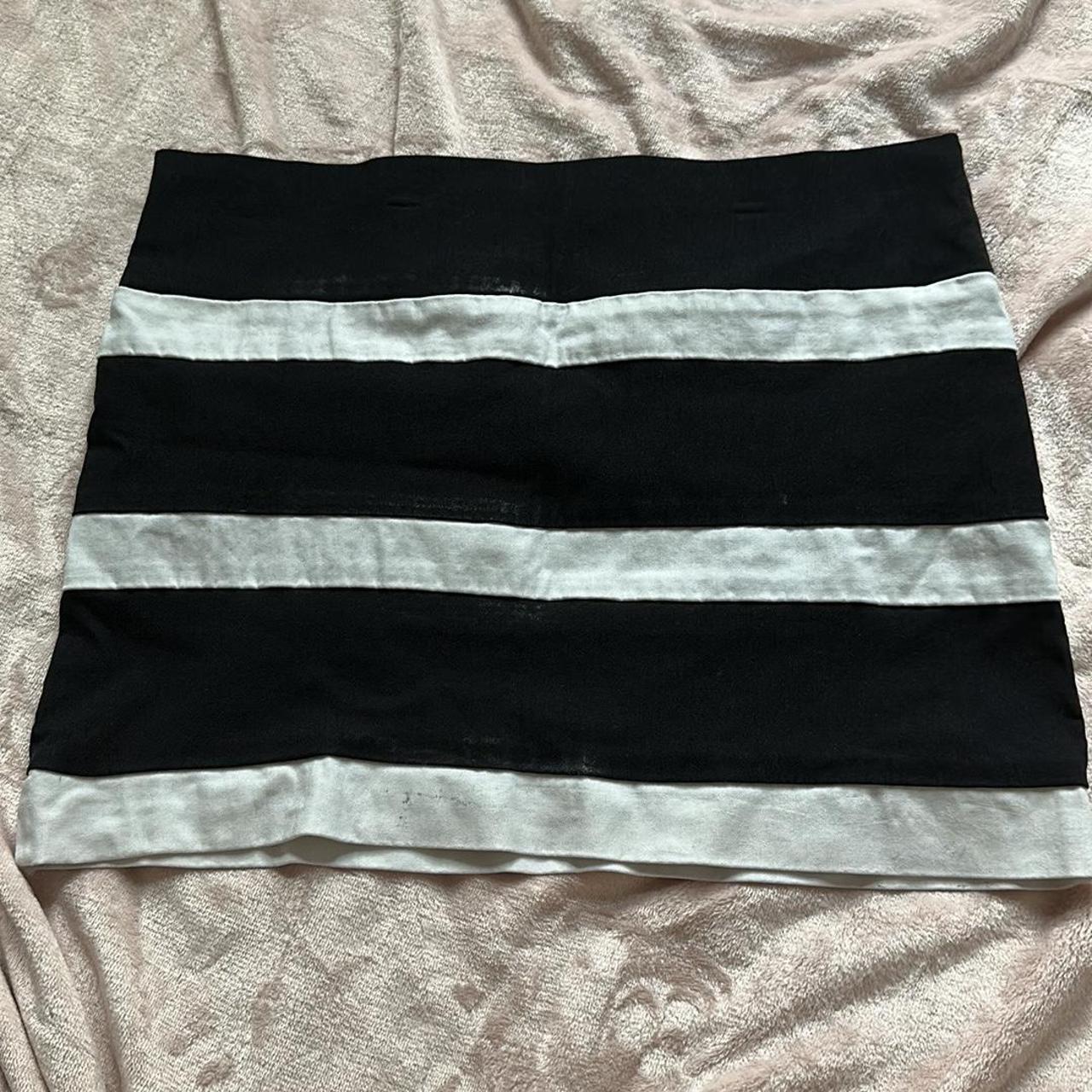 Black And White Stripped Skirt - Depop
