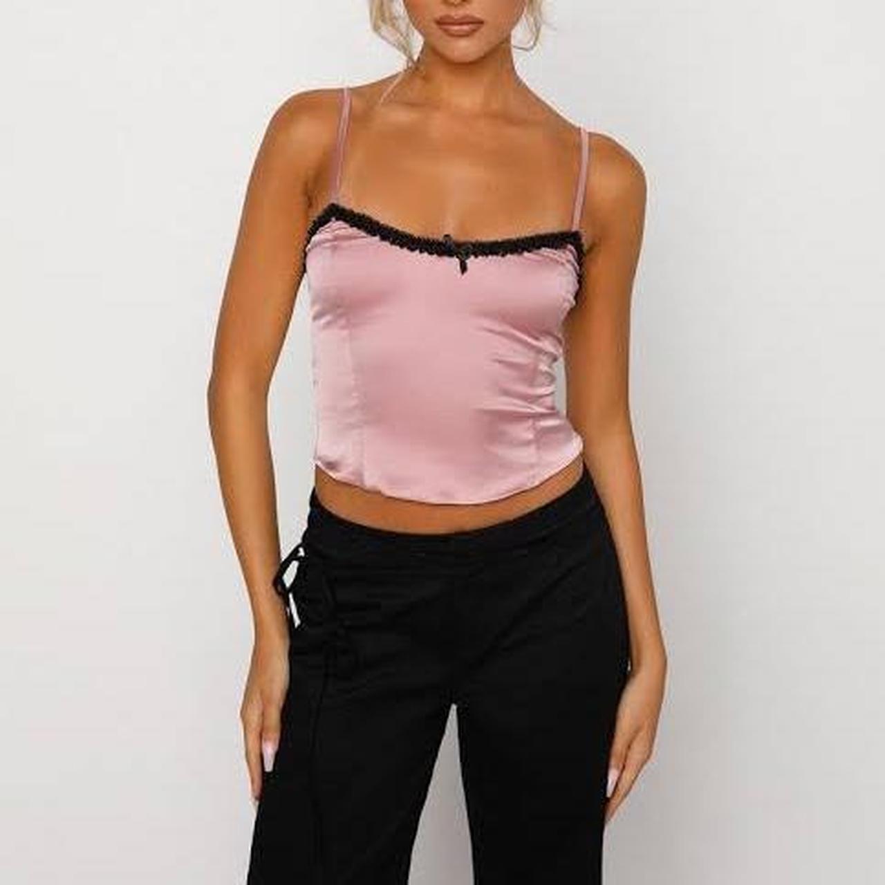 Tiger Mist Pink Satin Crop Top Size XS Brand new Depop