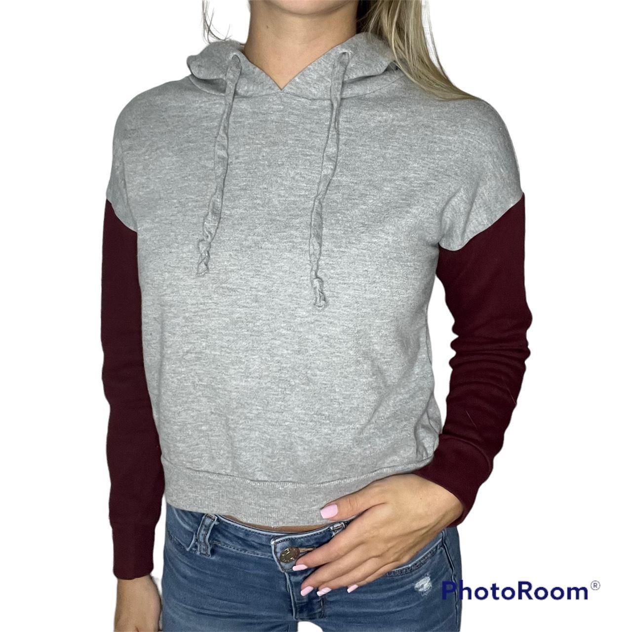 gray/maroon color block hoodie, size small slightly...