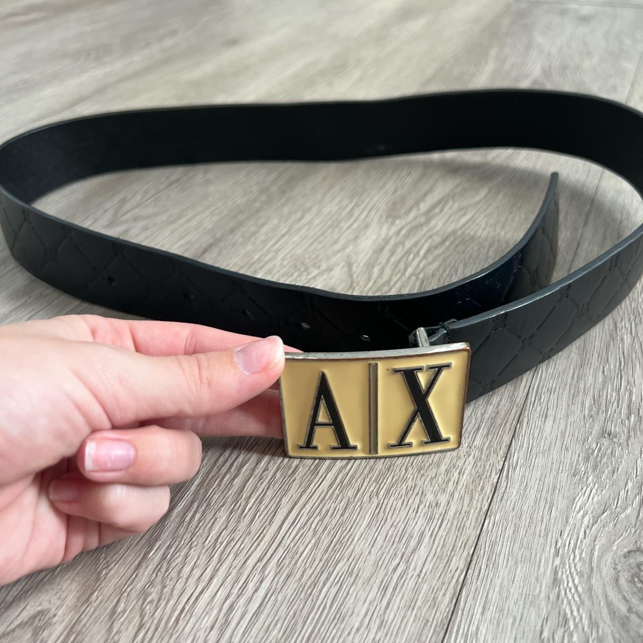 armani exchange black belt genuine leather size Depop