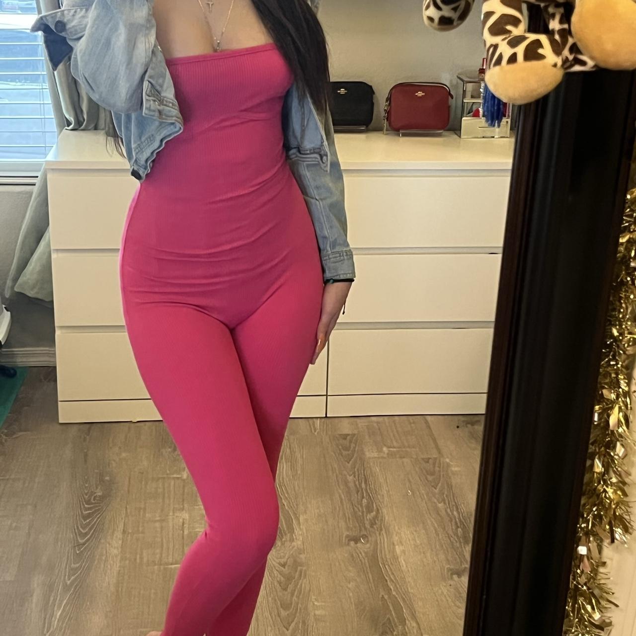 tube top jumpsuit in hot pink (size medium) never