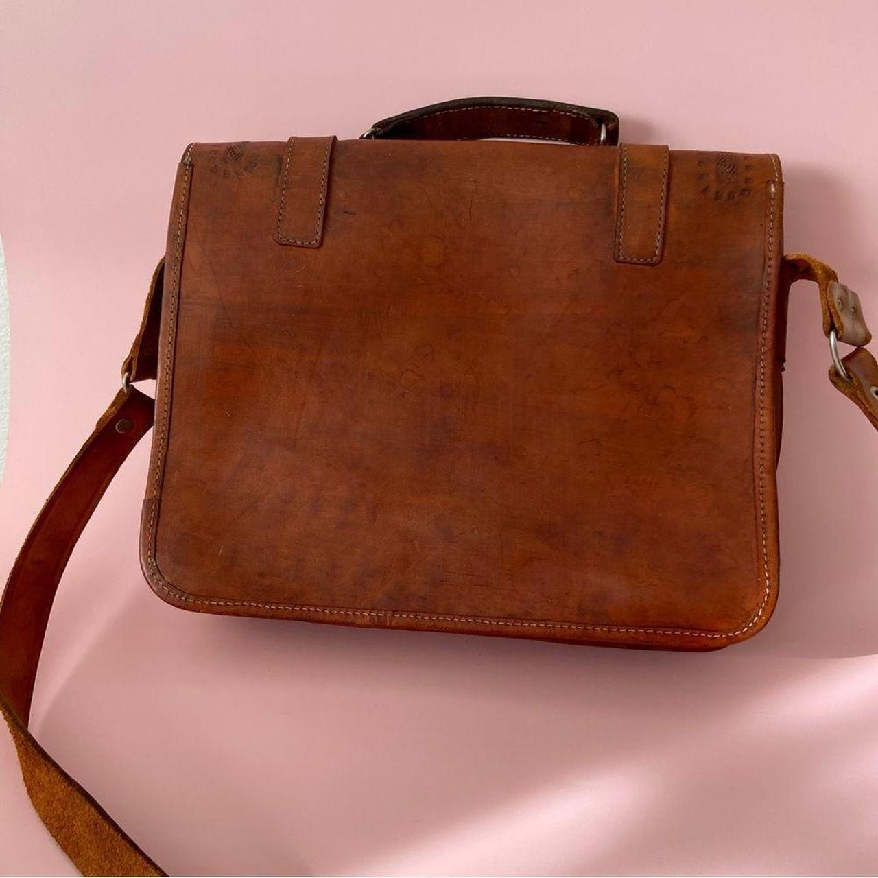 70s tooled leather crossbody messenger style purse... Depop