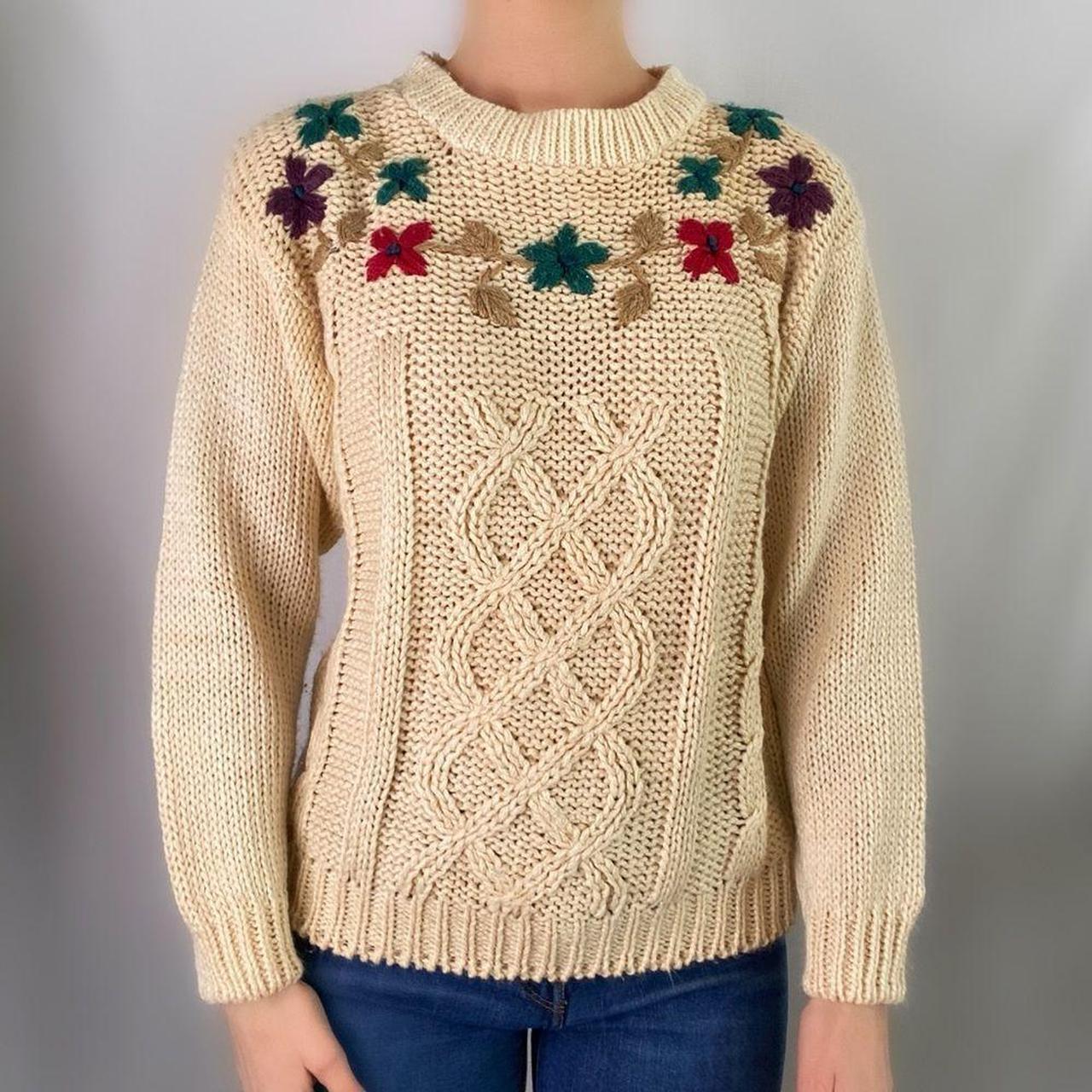 Vintage crochet knit flower sweater jumper , Vintage...