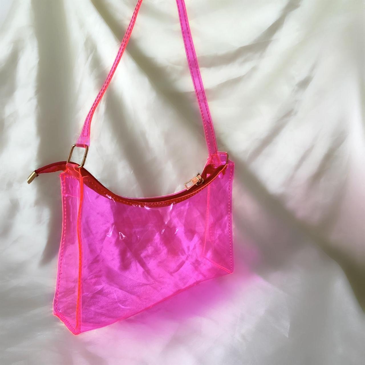 Hot pink neon clear jelly purse shoulder bag Perfect. Depop