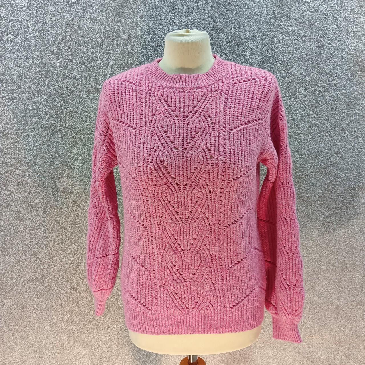 F&F PINK CABLE KNIT JUMPER SWEATER THICK WOOL... Depop