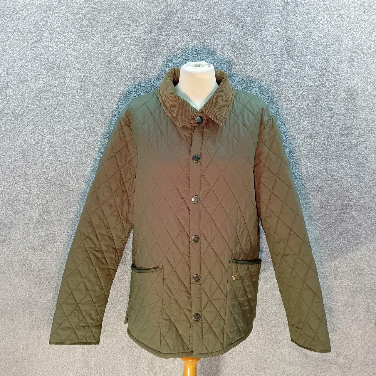 VOI KHAKI QUILTED JACKET FARMER CORDUROY BUTTON UP... - Depop