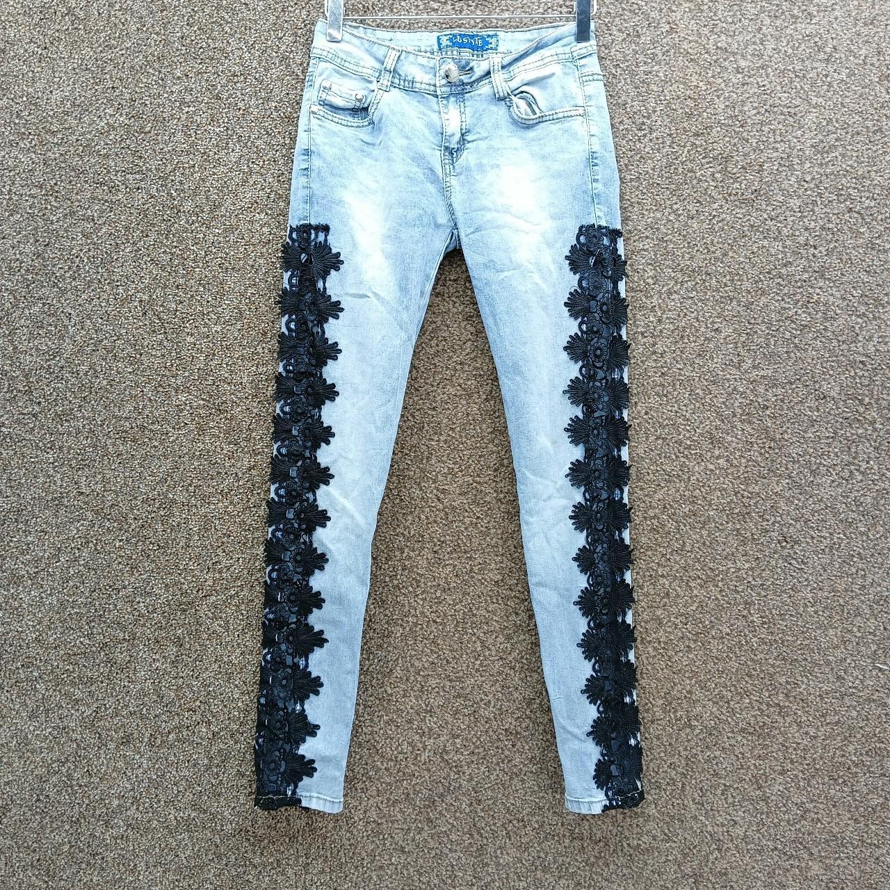 Women's Blue and Black Jeans Depop